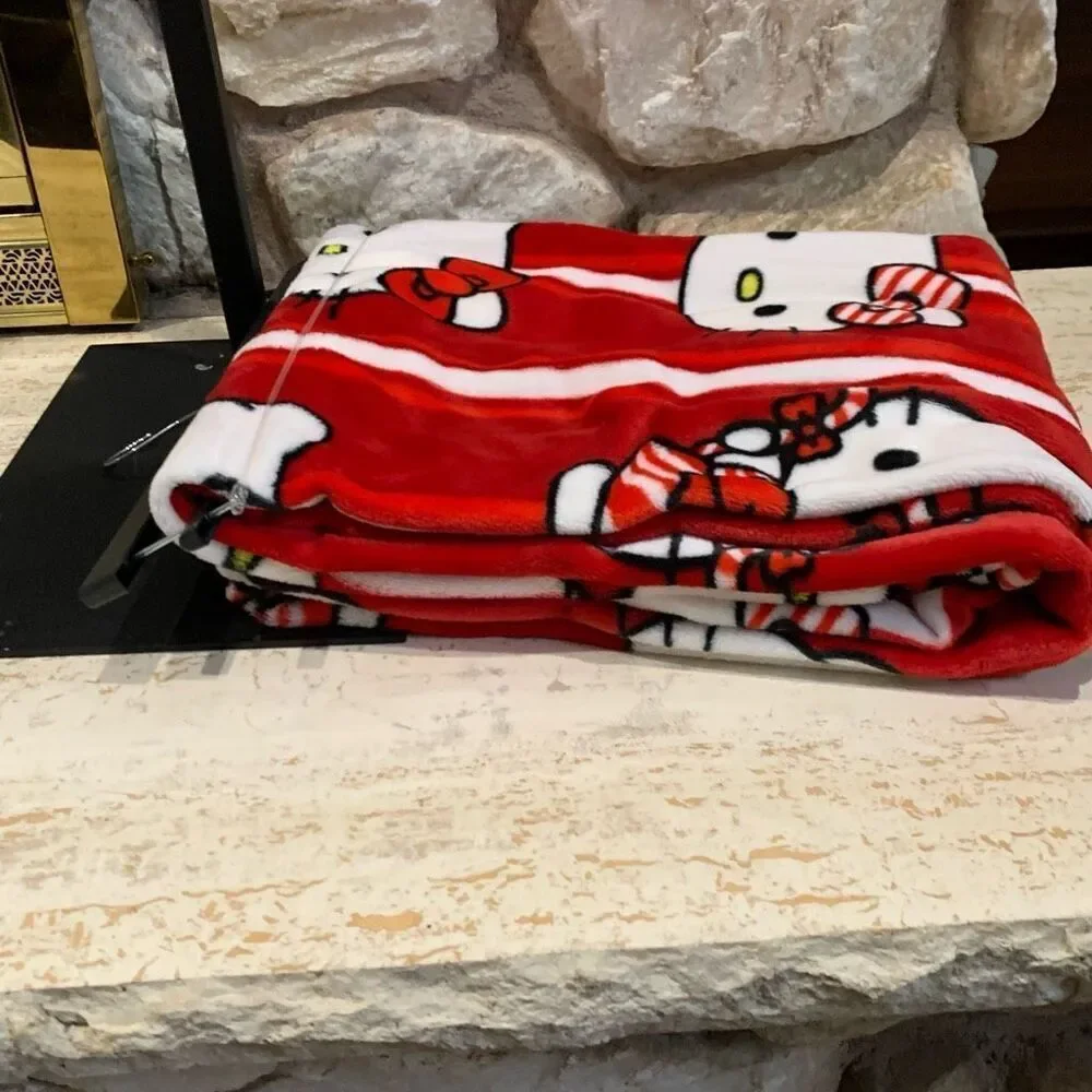 Hello kitty candy cane Christmas blanket
